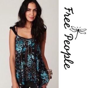 NWT Free People Blue Macrame Tank